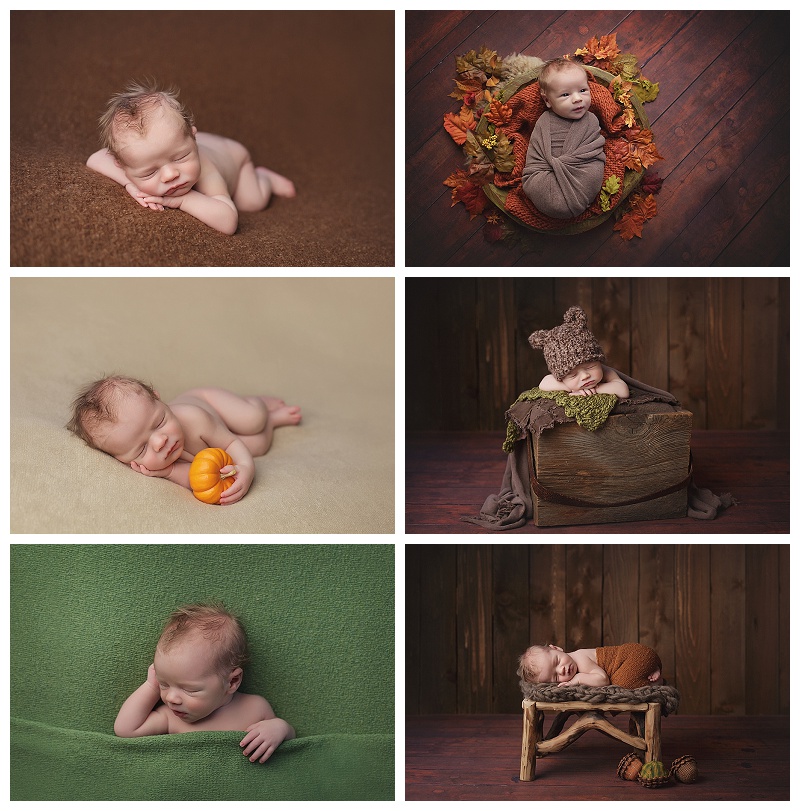 Seattle newborn photographer, Jennifer Wilcox, takes perfect portraits of a brand new baby boy with a Fall theme. 